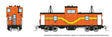 Angus Shops Wide Vision Caboose with Lights - Ready to Run -- MOW Work Extra #C-1 (orange, yellow)