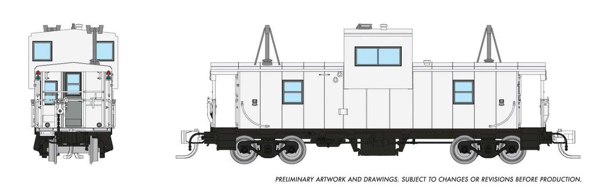 Angus Shops Wide Vision Caboose with Lights - Ready to Run -- Painted, Unlettered (white)