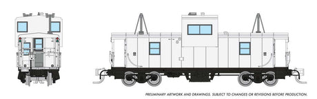 Angus Shops Wide Vision Caboose with Lights - Ready to Run -- Painted, Unlettered (white)