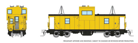 Angus Shops Wide Vision Caboose with Lights - Ready to Run -- Painted, Unlettered (yellow)