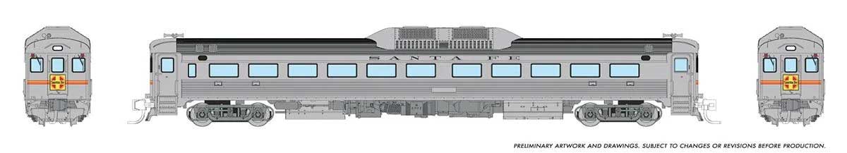 Budd RDC-1 Phase 1 - Standard DC -- Santa Fe #DC-191, DC-192 (silver, red, yellow, black)