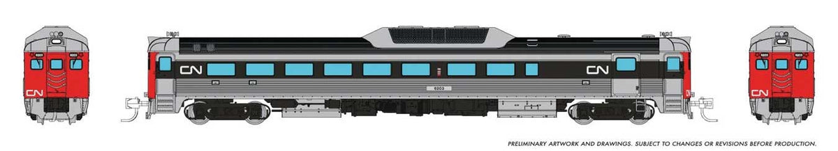 Budd RDC-2 Phase 2 - Standard DC -- Canadian National #6203 (stainless, black, red, Noodle Logo)