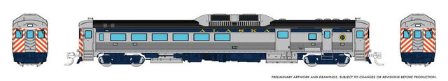 Budd RDC-3 Phase 1 - Standard DC -- Alaska #702 (stainless, blue, red, white, yellow)
