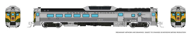 Budd RDC-3 Phase 2 - Standard DC -- Canadian National #D303 (As-Delivered, stainless, green, yellow)