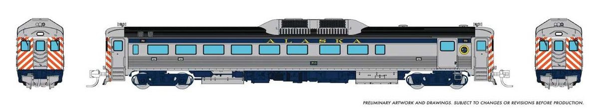 Budd RDC-2 Phase 1 - Sound and DCC -- Alaska #711 (stainless, blue, red, white, yellow)