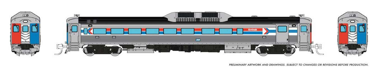 Budd RDC-2 Phase 1 - Sound and DCC -- Amtrak #36 (Phase 1, stainless, red, white, blue)