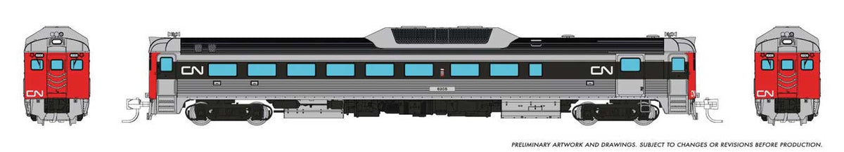 Budd RDC-2 Phase 2 - Sound and DCC -- Canadian National #6205 (stainless, black, red, Noodle Logo)