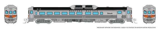 Budd RDC-2 Phase 1 - Sound and DCC -- Western Pacific #375 (stainless, orange, black, Zephyrette Logo)