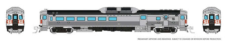 Budd RDC-3 Phase 1 - Sound and DCC -- New Haven #125 (stainless, white, vermillion, McGinnis Logo)