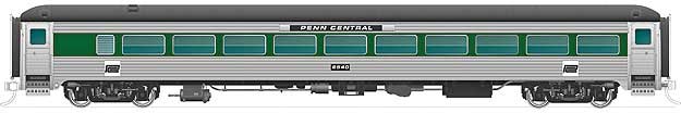 New Haven 8600-Series Coach No Skirts - Ready to Run -- Penn Central #2549 (stainless steel, green, black)