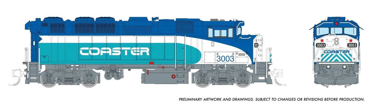 GMDD F59PH - Standard DC -- Coaster #3003 (Early Scheme, blue, teal, white)