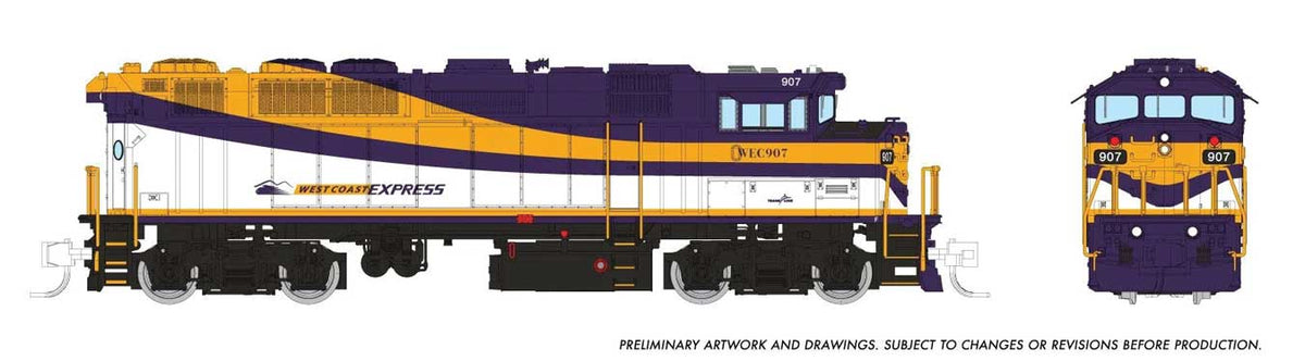 GMDD F59PH - Standard DC -- West Coast Express #907 (white, blue, yellow)