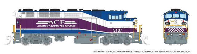 GMDD F59PH - Sound and DCC -- Altamont Commuter Express #3109 (white, purple, blue)