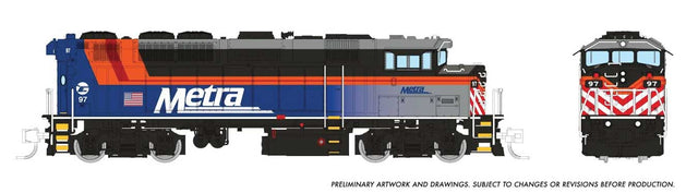 GMDD F59PH - Sound and DCC -- Metra #97 (blue fade, black, orange, maroon, white)