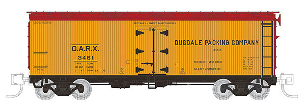 General American 37' Wood Meat Reefer 4-Pack - Ready to Run -- Dugdale Packing #3462, 3465, 3467, 3470 (1939 Scheme, Boxcar Red)