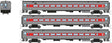 Comet Commuter Cab Car & 2 Coaches - Ready to Run -- Connecticut Department of Transportation CDOT Set #1 (Late, silver, red)