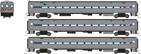 Comet Commuter Cab Car & 2 Coaches - Ready to Run -- Maryland Area Rail Commuter MARC Set #1 (silver, blue, orange)