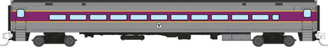 Comet Commuter Coach - Ready to Run -- Massachusetts Bay Transit Authority MBTA (Late Scheme, silver, purple, yello