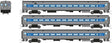 Comet Commuter Cab Car & 2 Coaches - Ready to Run -- Metro-North MNCR Set #1 (Late Scheme, silver, blue)