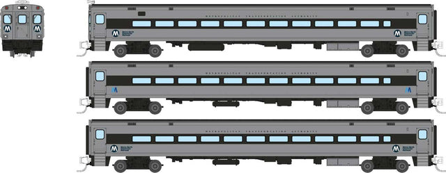Comet Commuter Cab Car & 2 Coaches - Ready to Run -- Metro-North MNCR Set #1 (West of Hudson Scheme, silver, black)