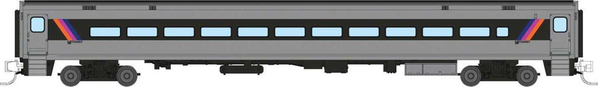 Comet Commuter Coach - Ready to Run -- NJ Transit (silver, black, Wide Black Stripe)