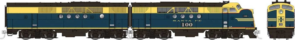 EMD FT A-B Set - Standard DC -- Santa Fe #100L, 100A (Freight, blue, yellow)