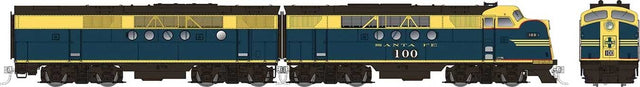 EMD FT A-B Set - Standard DC -- Santa Fe #100L, 100A (Freight, blue, yellow)