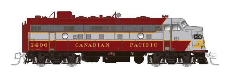 GMD FP9A CP Style - LokSound and DCC -- Canadian Pacific 1408 (maroon, gray, yellow, Block Lettering)