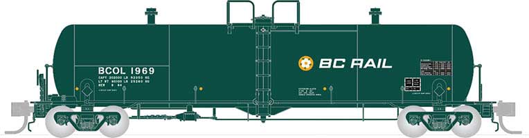 Procor GP20 20,000-Gallon Tank Car - Ready to Run -- BC Rail #1969 (Company Service; green, Dogwood Logo)