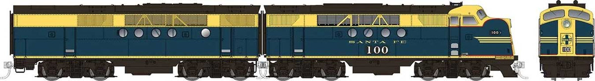 EMD FT A-B Set - Sound and DCC -- Santa Fe #110, 110A (Freight, blue, yellow)