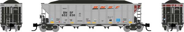AutoFlood III Rapid Discharge Coal Hopper 6-Pack - Ready to Run -- BNSF Railway Set 3 (silver, Boxcar Red, orange, Wedge Logo)
