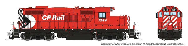 GP9u Low-Nose Rebuild - Standard DC -- Canadian Pacific #1544 (Action Red, white, black, Multimark Logo)