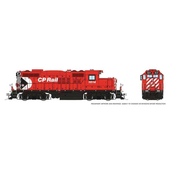 GP9u Low-Nose Rebuild - Standard DC -- Canadian Pacific #1614 (Action Red, white, black, Multimark Logo)