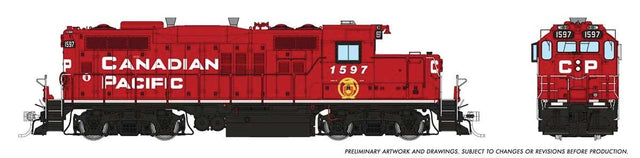 GP9u Low-Nose Rebuild - Standard DC -- Canadian Pacific #1597 (red, white, black, Golden Beaver Logo)