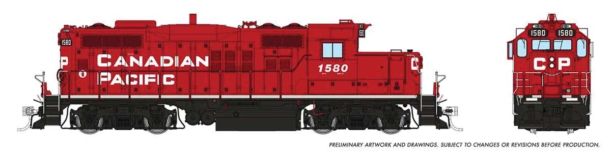GP9u Low-Nose Rebuild - Standard DC -- Canadian Pacific #1580 (red, white, black, Block Lettering)