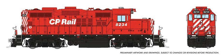 GP9u Low-Nose Rebuild - Standard DC -- Canadian Pacific #8234 (Action Red, white, black)