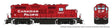 GP9u Low-Nose Rebuild - Standard DC -- Canadian Pacific #8207 (red, white, black, Block Lettering)