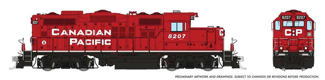 GP9u Low-Nose Rebuild - Standard DC -- Canadian Pacific #8207 (red, white, black, Block Lettering)