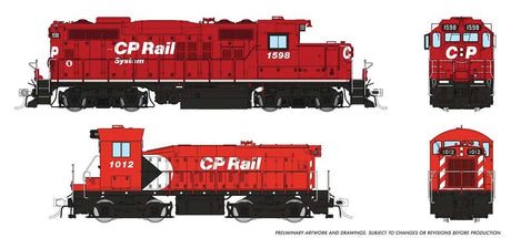 GP9u & SW Slug Set - Standard DC -- Canadian Pacific #1598, 1012 (System Scheme, red, white, black, Multimark Sl