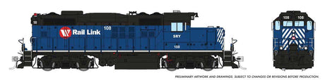 GP9u Low-Nose Rebuild - Standard DC -- Southern Railway of British Columbia #108 (blue, black, white, red)