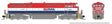 GE Dash 8-40CM - Sound and DCC -- British Columbia Railway #4621 (red, white, blue, yellow Frame Stripe)