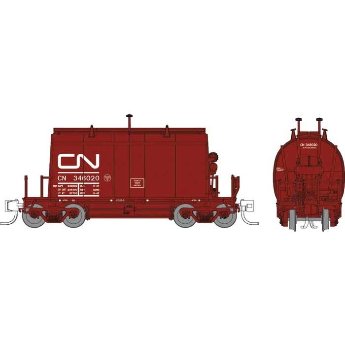 Short Barrel Ore Hopper 6-Pack - Ready to Run -- Canadian National Set 2 (mineral brown, noodle logo)
