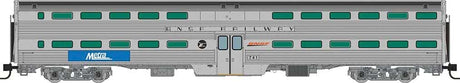 Budd Gallery Commuter Coach - Ready to Run -- Metra (stainless, blue, white, BNSF Wedge & RTA Logos)