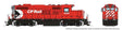 GP9u Low-Nose Rebuild - Standard DC -- Canadian Pacific #1595 (Action Red, white, black, Multimark Logo)
