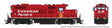 GP9u Low-Nose Rebuild - Standard DC -- Canadian Pacific #1570 (red, white, black, Golden Beaver Logo)