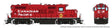 GP9u Low-Nose Rebuild - Standard DC -- Canadian Pacific #1597 (red, white, black, Golden Beaver Logo)