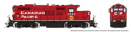 GP9u Low-Nose Rebuild - Standard DC -- Canadian Pacific #1597 (red, white, black, Golden Beaver Logo)