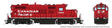 GP9u Low-Nose Rebuild - Standard DC -- Canadian Pacific #1580 (red, white, black, Block Lettering)