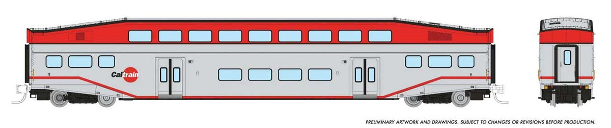 Bilevel Commuter Coach - Ready to Run -- CalTrain (silver, red)