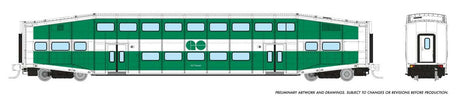 Bilevel Commuter Coach - Ready to Run -- GO Transit (green, white)